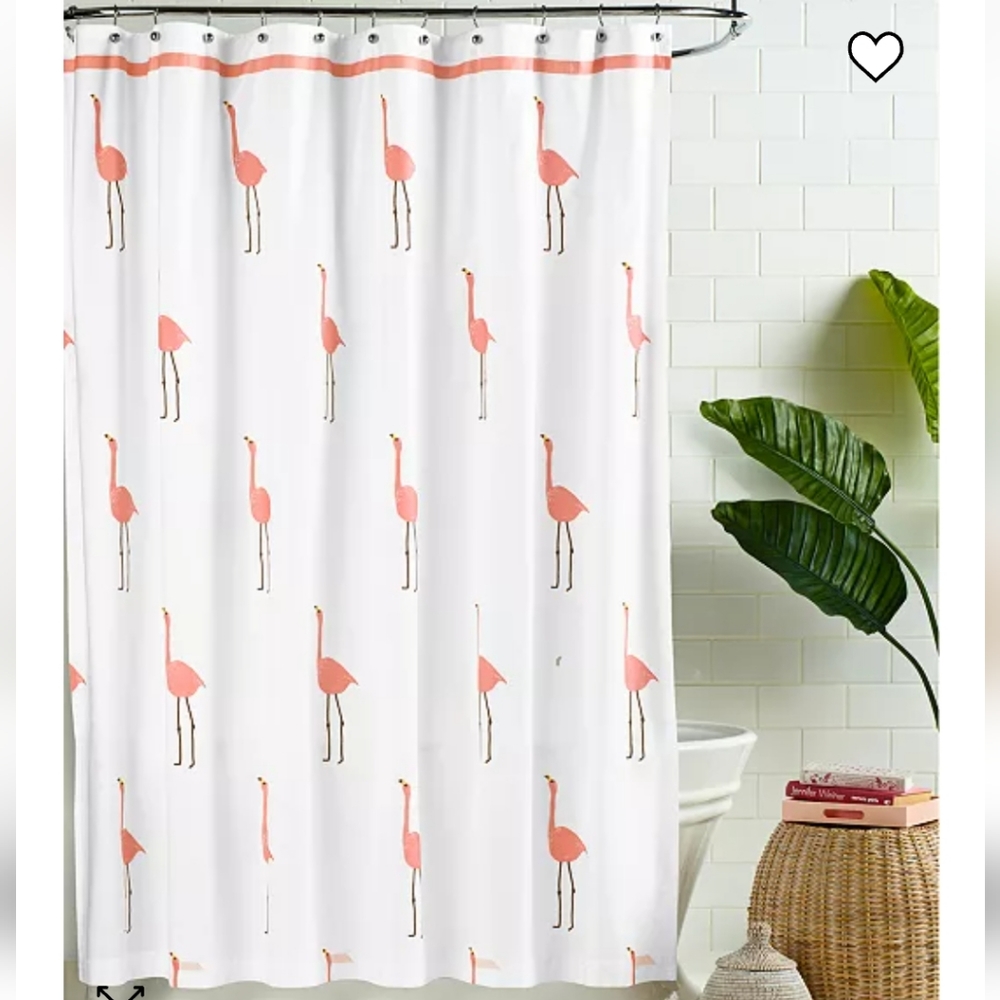 Whim by Martha Stewart Collection 100% Cotton Flamingo Print Shower Curtain